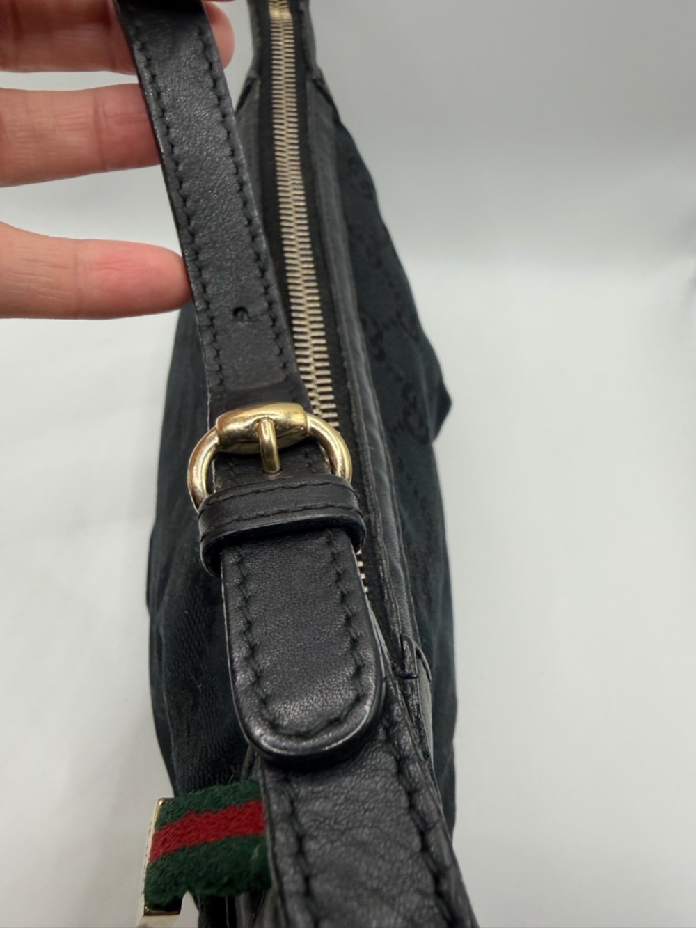 Gucci Black Monogram Crescent Shoulder Bag with Gold Hardware Pochette - Picture 7 of 11